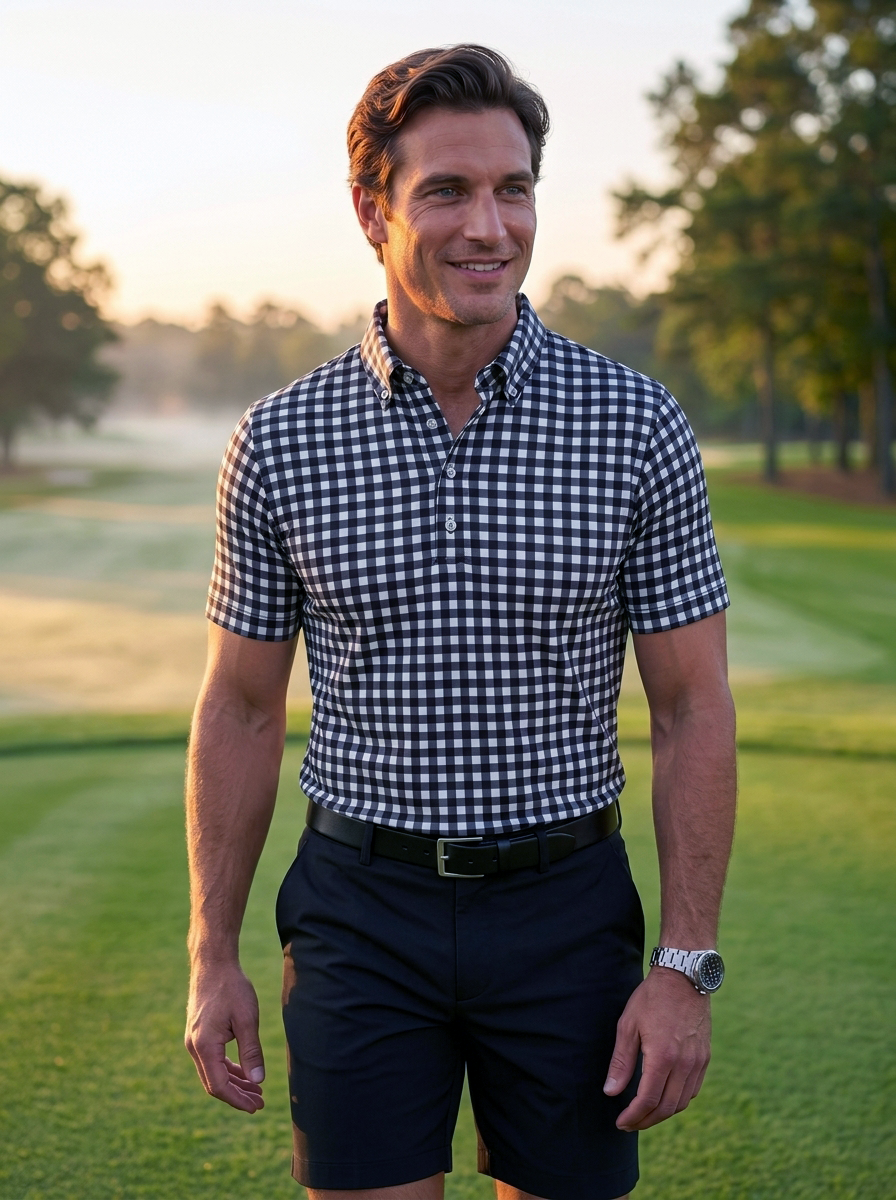 The James Polo - Black & White Gingham
