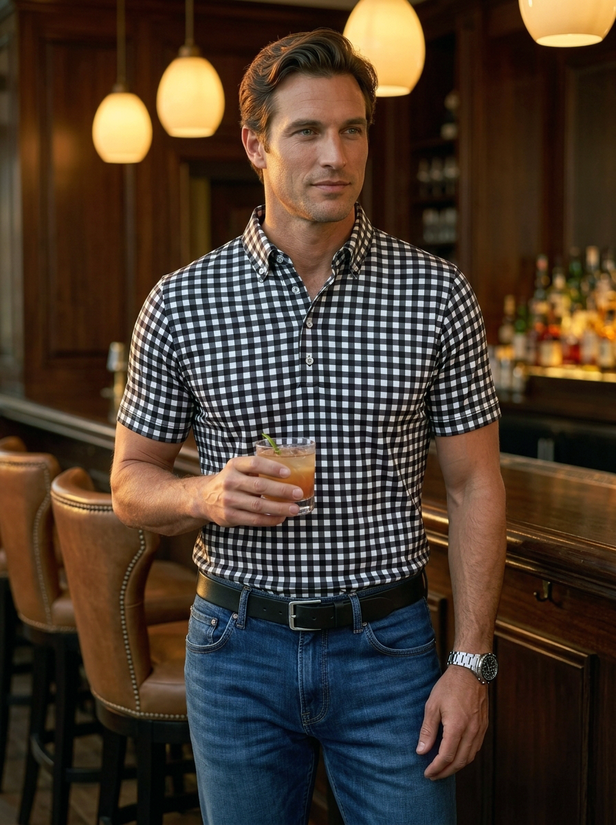 The James Polo - Black & White Gingham