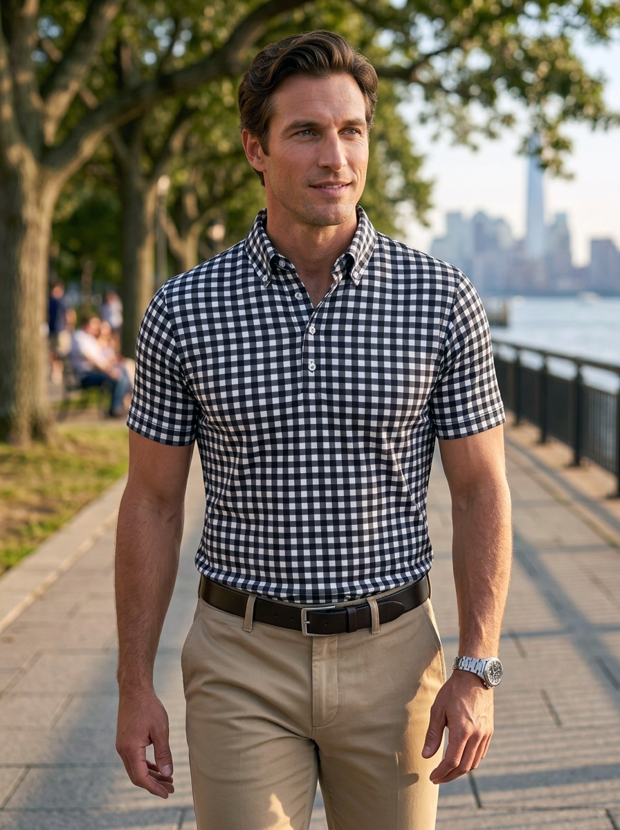 The James Polo - Black & White Gingham