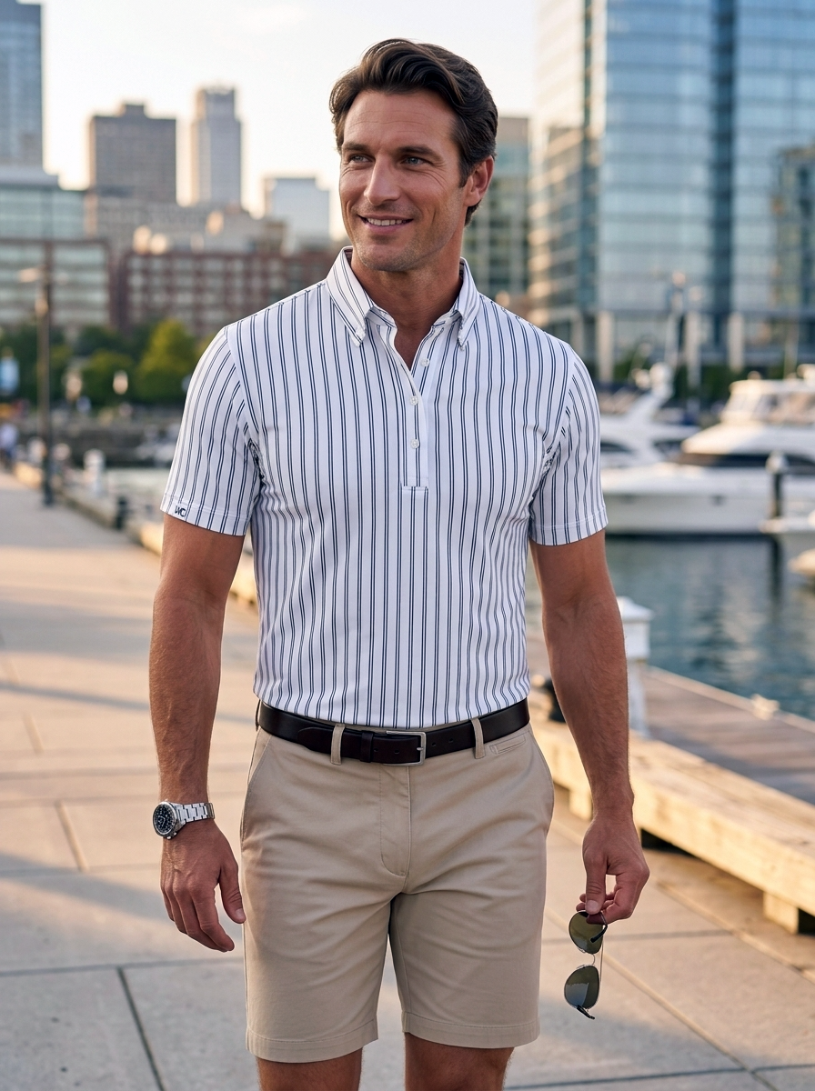 The James Polo - Black & White Stripe